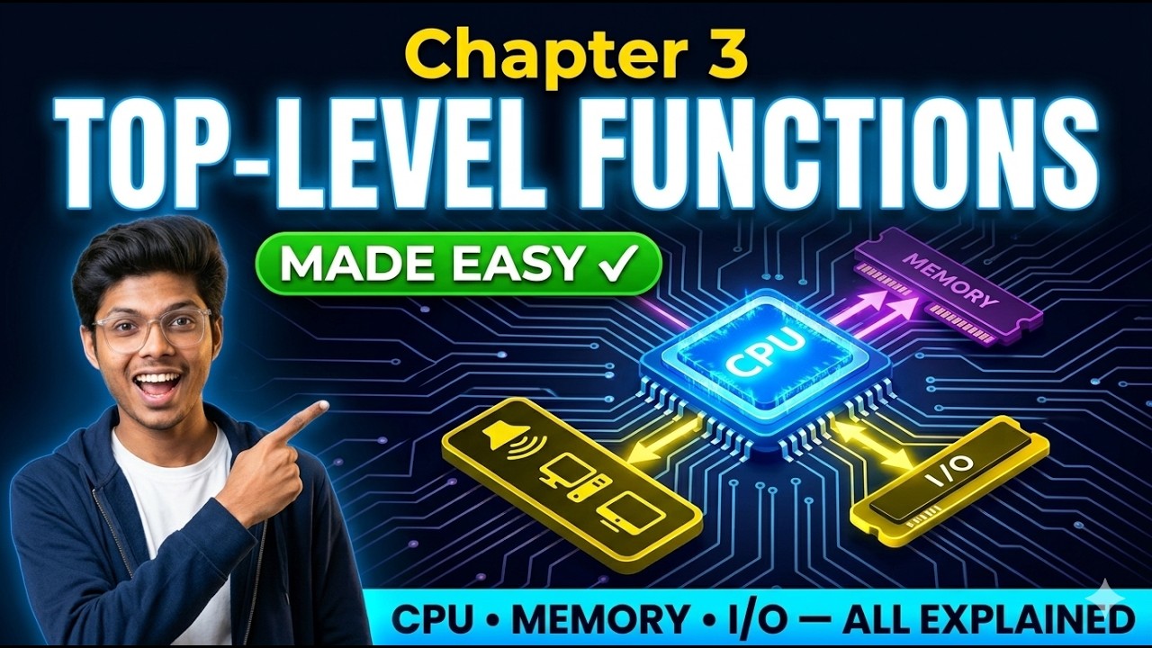 Computer Architecture Chapter 3 SIMPLIFIED | Top-Level Functions | CPU + Memory + I/O Explained