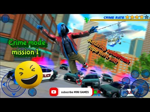 crime mode mission 1||amazing spiderman rope hero sim||walkthrough gameplay android