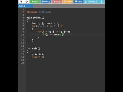 #24 |Programming for beginners| |C Language |Pattern printing|💫 |Alphabet "X" using C| #code #coding