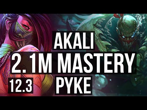 AKALI vs PYKE (MID) | 10/0/3, 2.1M mastery, Legendary, 500+ games | NA Grandmaster | 12.3