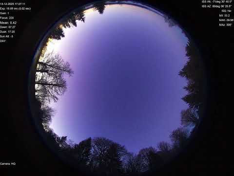 2025-12-13 All sky camera capture from Poiana Rusca Mountains, Romania