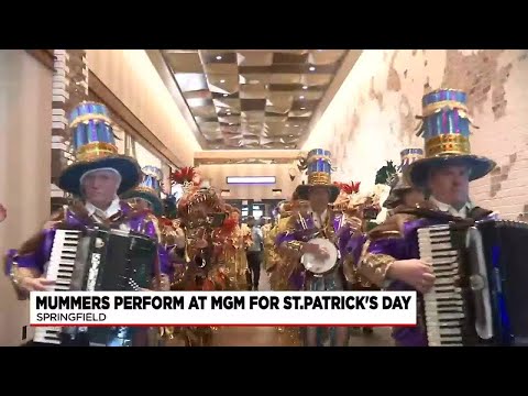 Mummers Aqua String Band performs ahead of St. Patrick’s festivities at MGM Springfield