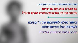 תשובת ר' עקיבא לטורנוסרופוס על שאלתו אם הקב''ה אוהב את ישראל אז למה יש עניים - הרב שלמה לוינשטיין (הרב שלמה לוינשטיין) - התמונה מוצגת ישירות מתוך אתר האינטרנט יוטיוב. זכויות היוצרים בתמונה שייכות ליוצרה. קישור קרדיט למקור התוכן נמצא בתוך דף הסרטון תשובת ר' עקיבא לטורנוסרופוס על שאלתו אם הקב''ה אוהב את ישראל אז למה יש עניים - הרב שלמה לוינשטיין (הרב שלמה לוינשטיין) - התמונה מוצגת ישירות מתוך אתר האינטרנט יוטיוב. זכויות היוצרים בתמונה שייכות ליוצרה. קישור קרדיט למקור התוכן נמצא בתוך דף הסרטון