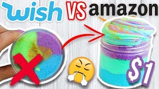 $1 WISH SLIME VS $1 AMAZON SLIME! Which is Worth it!?