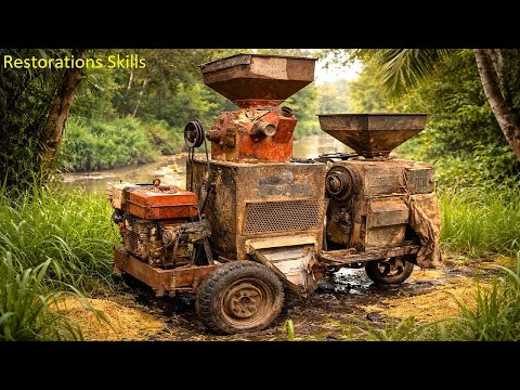 Restoring a Completely Destroyed Rice Milling Machine After Years of Abandonment