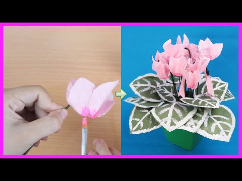 How To Make Cyclamen Persicum Paper Flower From Crepe Paper | DIY Paper Craft