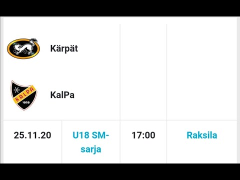 U18 SM KÄRPÄT vs KALPA Ottelu alkaa klo:17.00