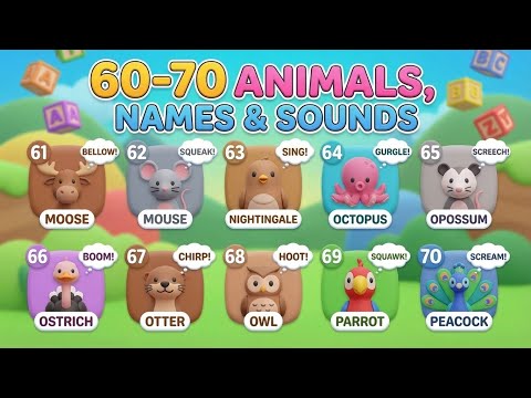 60-70 nomi e suoni di animali |Inglese |Animali per bambini |Guggitv #animali #suono #nome #bambi...