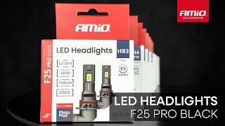 LED žárovky H8 | H9 | H11 | H16 AMIO F25 PRO BLACK FULL CAN-BUS, bílé 6000K | 7700 LM, 2 ks