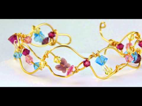 bsparkledesigns bow wire bracelet with Swarovski Crystals and wire cuff bracelet