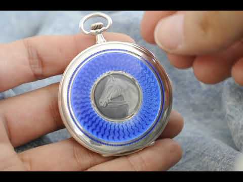 Enamel guilloche pocket watch
