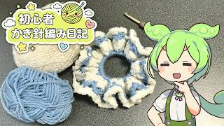 【編み物vlog】初心者かぎ針編み日記 4【フリルシュシュ】