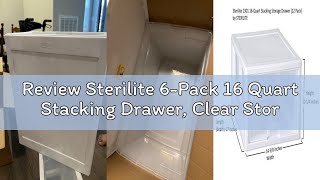 Review Sterilite 6-Pack 16 Quart Stacking Drawer, Clear Storage Closet Organizer, White Frame - Stac