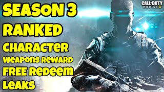 SEASON 3 RANKED Character + Weapons Reward Leaks | FREE Redeem CODE COD Mobile | COD Mobile Leaks