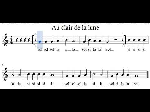 Au clair de la lune - Al chiar di luna - Flauto - Note - Spartito - Karaoke - Canto - Instrumental -