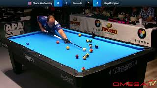 Shane Van Boening vs. Chip Compton Day 1 Highlights, One-Pocket, Race to 24, $$$$$, SVB, VanBoening.