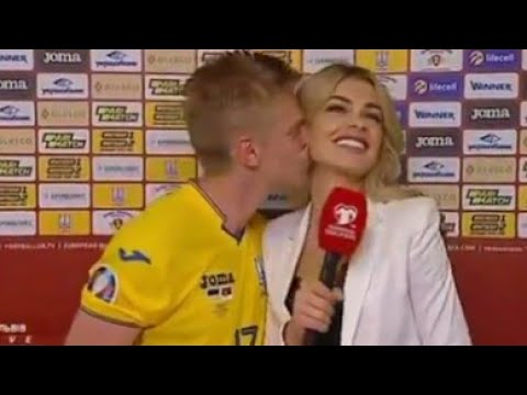 Soccer Star Kisses Very Pretty Reporter Girl During Interview & She Digs It