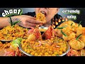 EXTREMELY SPICY CHAAT MUKBANG | EATING SPICY GHUGNI SAMOSA, JHAL MURI, GHUGNI PURI WITH EXTRA 🌶️ASMR