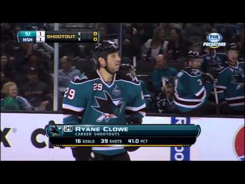 Shootout 2 Feb 2013 Nashville Predators vs SJ Sharks NHL Hockey