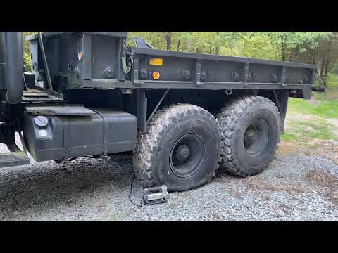 Viair 450P 12 volt air compressor airs up huge 53” tires on military truck