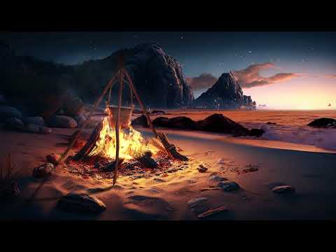 8 hours cooking soup in the sea | Bonfire on the beach with relaxing nature sound at sunset (HD)