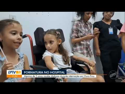 Formatura da menina Thuany na capela da Santa Casa Ouro Fino é destaque na Eptv Sul de Minas