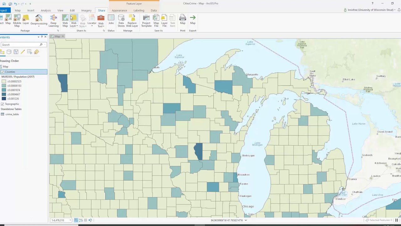 How to share a map to ArcGIS Online as a webmap.