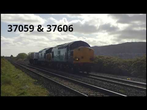 Prestatyn 26.4.2017 - DRS 37059 & 37606 on Valley flasks - Class 37 - horns