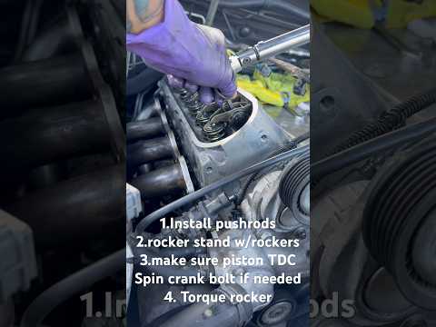 Install Push rods, rocker stand w/rockers, check piston TDC, torque down rocker. LS engine