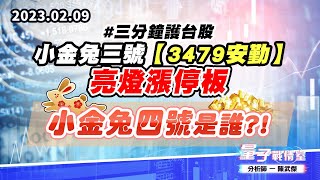 【量子戰情室】#陳武傑 0209 #三分鐘護台股 小金兔三號【3479安勤】亮燈漲停板；小金兔四號是誰?! (圖)