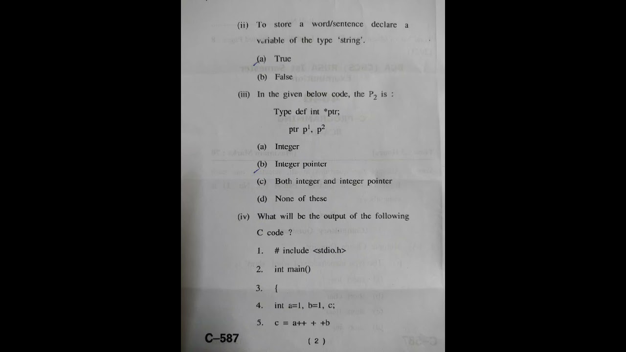 BCA 1st sem 2021 || C Programming || question paper #HPU