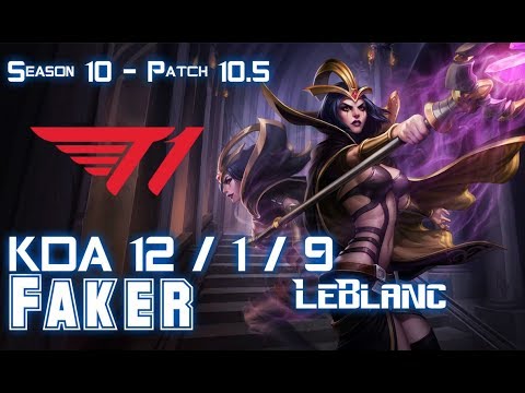 T1 Faker LEBLANC vs QIYANA Mid - Patch 10.5 KR Ranked
