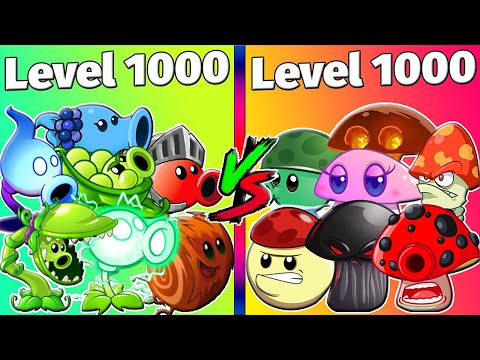 Pvz 2 All Pea vs All Shroom LEVEL 1000 vs ZomBotany 2 in Plants vs Zombies 2
