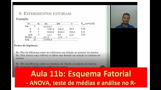 Aula 11b: Esquema fatorial (Conceitos, ANOVA, testes de médias e análise no R).
