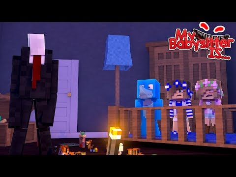 MY BABYSITTER IS..... SLENDERMAN !!! Minecraft w/ Little Kelly, Little Carly and Sharky