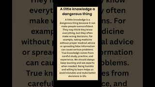 A little knowledge is a dangerous thing #motivation #trending #wordforbeginners