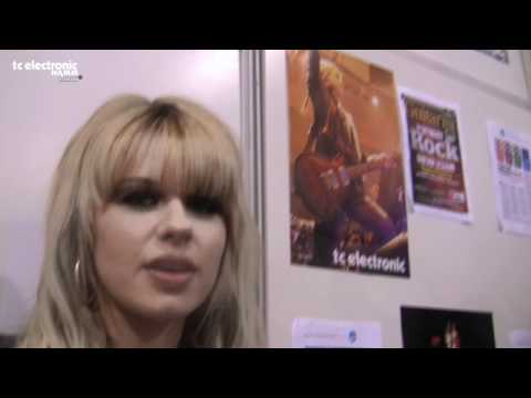 Orianthi signing at the TC Electronic booth at NAMM