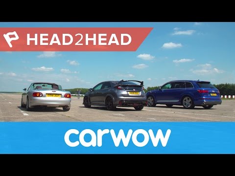 Audi SQ7 2017 SUV vs Honda Civic Type R vs tuned Mazda MX-5 drag race & review| Head2Head