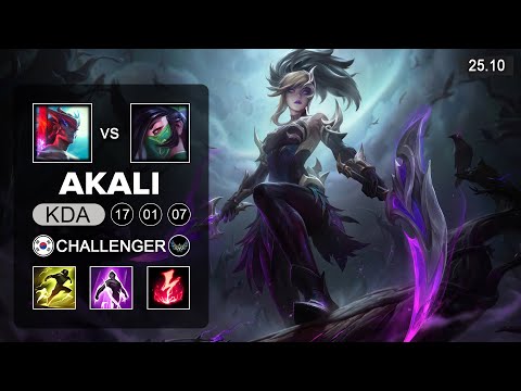 Akali vs Yone Mid - KR Challenger - Patch 25.10 Season 15