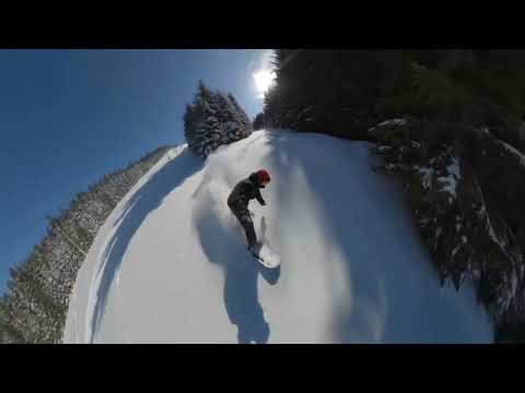 Snowboarding on virgin powder in Borsa on both Partia Olimpica and the old comunist ski resort