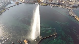 preview picture of video 'Le Jet d'Eau et la Rade de Genève avec un mini-drone (Geneva Fountain by UAV)'