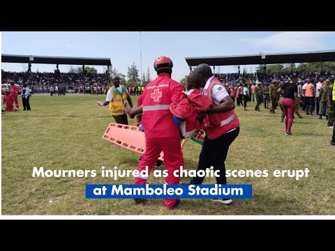 Mourners injured as chaotic scenes erupt at Mamboleo Stadium