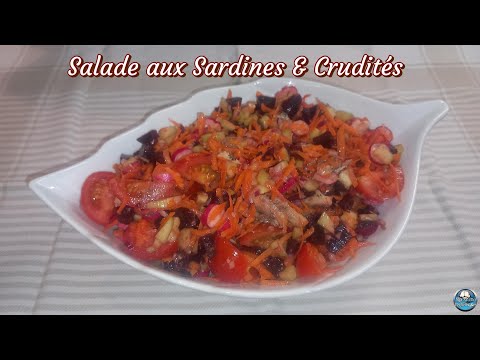 Recette express SALADE aux SARDINES en boite et CRUDITÉS 🥗 🥫🐟 🥕 🍅 🥒
