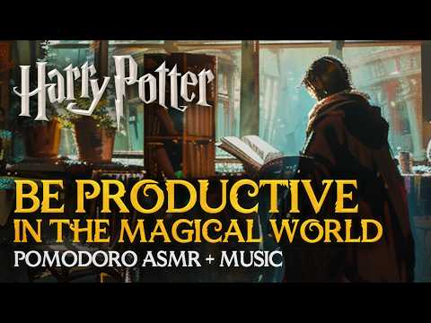 ⏱️4h Harry Potter Pomodoro: Studying in Wizarding Shops ✏️🛍️ Hogwarts ASMR Study Session Timer