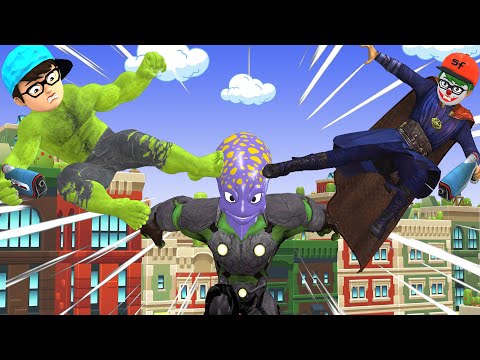 NickHulk vs DR.Strange Nick Joker Brave Punish Bad Guys Zombie Alien - Scary Teacher 3D Protect City