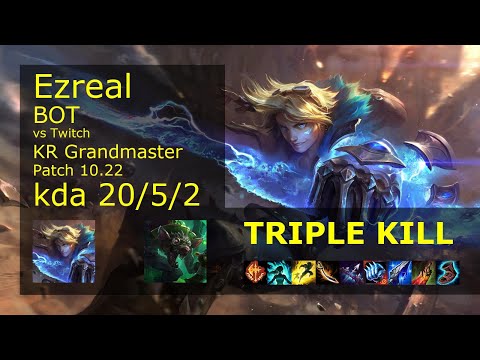 Ezreal ADC vs Twitch - KR Grandmaster 20/5/2 Patch 10.22 Gameplay // [롤] 이즈리얼 vs 트위치