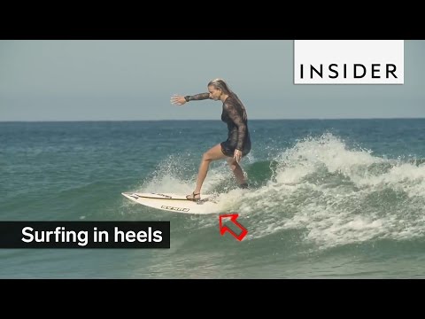 Maud Le Car surfs in heels