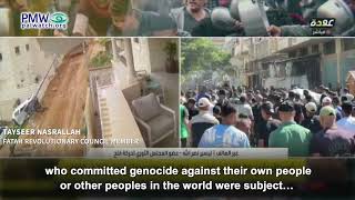 Tayseer Nasrallah saying Israel should be prosecuted like Nazis