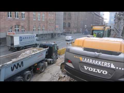 Excavator Volvo 360 truck loaded filmed from all sides