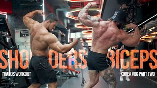 SHOULDERS + BI'S w/ THANOS | KOREA VLOG PART TWO